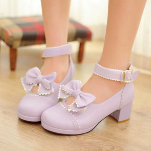 洛丽塔女童高跟鞋紫色日系儿童鞋女孩公主单鞋可爱萝莉lolita鞋子
