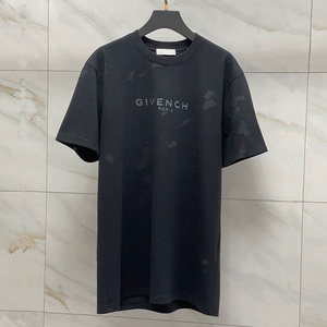 正确版本gvc新款破洞字母做旧体恤男女时尚潮流百搭纯棉圆领短袖