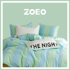 韩国ZOEO新款全棉平行线渐变条纹四件套简约风舒适床单床上用品