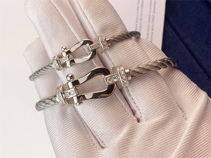 斐登fred费雷德马蹄扣欧美精钢绳情侣款大小号手链满钻18k金定制