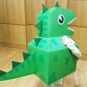 恐龙纸箱可穿儿童可穿戴diy手工纸盒头套霸王龙抖音同款模型纸壳