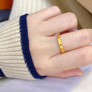 老凤祥9999足金气质时钟戒指24k黄金素圈情侣对戒指520七夕礼物