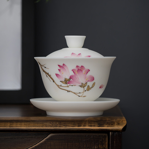 8418人付款淘宝韩国进口白玉兰花饭碗陶瓷汤碗大中小号餐具骨瓷套装白
