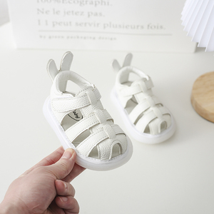 夏季新款宝宝婴幼儿防滑学步鞋女小童可爱兔子鞋男小童牛皮凉鞋潮