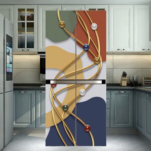 冰箱装饰 遮挡侧面贴定制翻新贴膜装饰贴画防水可移不透明水墨画