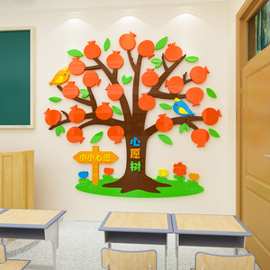 梦想树班级文化墙贴许愿树心愿树教室背景墙面装饰布置墙贴3d立体