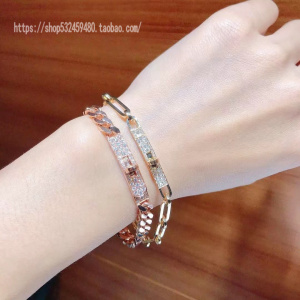 hermes/爱马仕手链18k玫瑰金镶钻经典款男女情侣手环手镯项链
