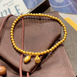 周大福古法传承手链2021新款越南沙金转运珠手串女夏不掉色ins小