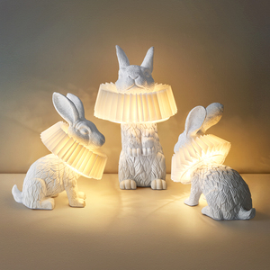 后现代时尚儿童房装饰灯卡通造型创意设计师简约卧室兔子摆件台灯