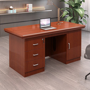 办公桌职员桌电脑桌油漆实木贴皮老板桌经理桌写字台配套线盒