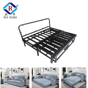 三折推拉铁架床 折叠沙发两用小户型五金配件 伸缩抽拉床