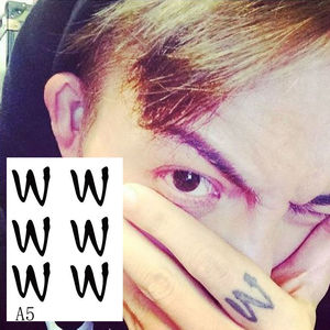 纹身贴防水持久 明星字母w 小清新可爱ins风 少女心小图案