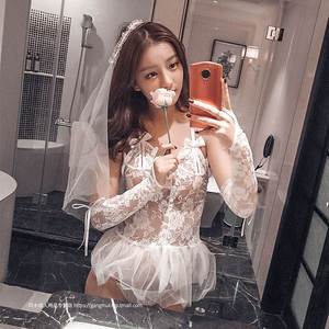 性感新娘制服透明蕾丝婚纱三点式夜火情趣内衣激情套装用品仆骚