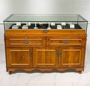 古董玉器翡翠文玩店定制陈列柜展柜珠宝展示柜实木透明玻璃柜台