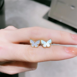 vca/梵克雅宝sweet alhambra蝴蝶耳环白贝母18k金女耳钉