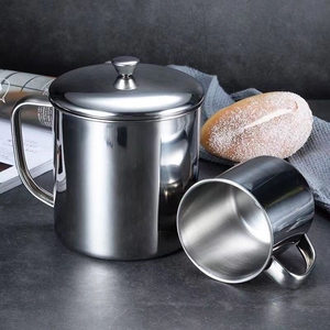 老式茶缸平底烤梨杯子不锈钢杯烤冰糖雪梨杯盖地瓜机配件500毫升