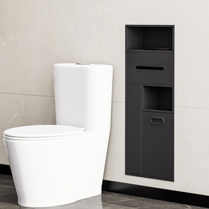 不锈钢壁龛卫生间浴室金属嵌入式垃圾桶柜成品马桶边纸巾置物架