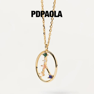 PDPAOLA彩宝石巨蟹座星座项链女男毛衣链美拉德三八妇女节礼物