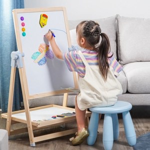 儿童家用画画板宝宝可擦小黑板写字实木磁性无尘支架式涂鸦画架