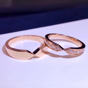 chaumet/尚美plume对戒纯18k金镶钻箭头v字戒指情侣对戒