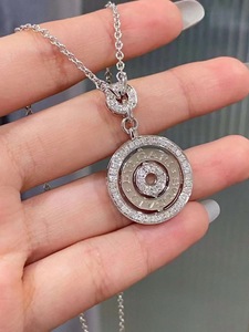 bvlgari/宝格丽时来运转项链18k白金玫瑰金镶钻满钻转运盘项链女