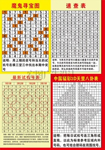 用品宣传天罡福彩店投注站3d魔鬼寻宝图速查表新试机号卦图挂图