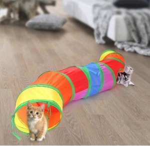 猫钻洞猫隧道室内训宠物猫彩虹通道可折叠猫管滚地龙猫三通玩具。