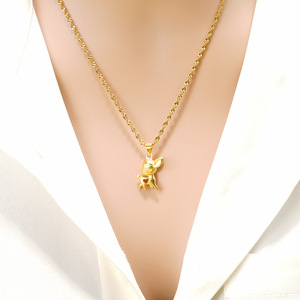 18k金项链999足金不掉色时尚项坠实心吊坠女挂坠配饰首饰仿真黄金