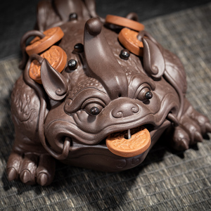 高级紫砂大号金蟾茶宠可养茶玩茶台茶具配件茶桌三足金蟾摆件礼品