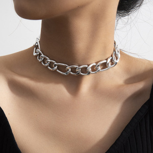 欧美创意饰品 时尚简约单层潮女颈链 个性夸张铝链项链女