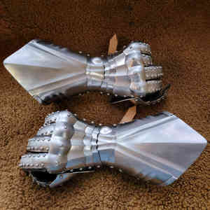 订购-捷克定制 中世纪骑士板甲手套 哥特式铁手铠甲 可穿戴包邮