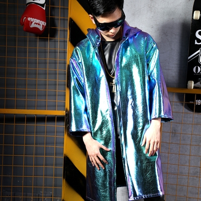潮流男歌手djds酷炫科技感pu斗篷外套夜店gogo酒吧美发师舞p台服
