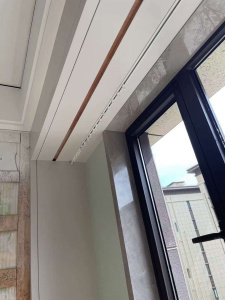 曼田新款隐形滑轮内嵌入式导轨内开窗铝合金窗帘轨道顶装直轨