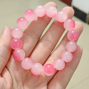 可以盘的手串冰透粉色渐变菩提子女孩学生文玩盘玩手链绕指柔闺蜜