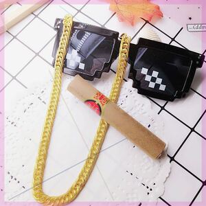 婴儿宝宝大金链子儿童恶搞金链大佬马赛克眼镜装逼打码像素墨镜套