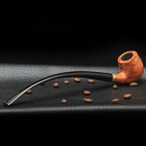 日本购花f梨木阅读斗长h柄手工长烟斗3mm加长弯柄圆烧锅旱烟袋杆