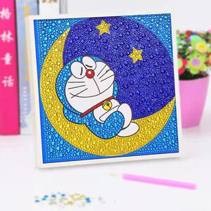 哆啦a梦机器猫钻石画儿童手工diy粘贴画点钻画水晶粘贴玩具卡通