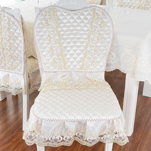 欧式家用椅子套罩轻奢高级感布艺椅子套罩加厚蕾丝椅套防滑餐椅垫