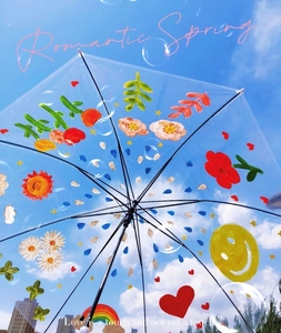 儿童绘画用雨伞diy材料包画画手绘空白透明白色手工涂鸦彩绘油纸