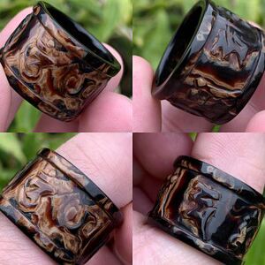 天然海柳戒指扳指情侣指环血柳男士礼品大拇指把玩雕六字真经包邮