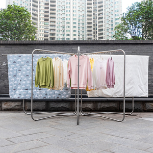 爆款友利特纯不锈钢户外晒被架别墅庭院加厚大型阳台落地折促销