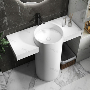 人造石洗脸盆卫生间立柱盆一体落地式酒店洗手盆简约阳台定制台盆