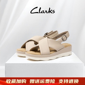 Clarks其乐女鞋子外穿夏季新款坡跟休闲平底罗马鞋松糕厚底凉鞋女