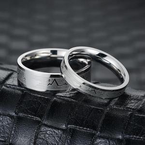 韩版简约气质钛钢戒指心电图脉动100个性情侣对戒指环男款食指女