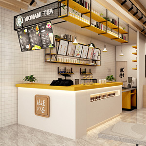 奶茶店收银台创意简约冷饮店吧台小型前台接待台商用吧台柜