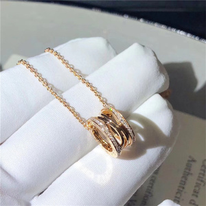 bvlgari/宝格丽弹簧镂空项链18k玫瑰金白金镶钻无钻男女情侣项链