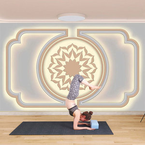 瑜伽舞蹈室墙纸普拉提健身运动直播间背景墙布创意时尚3D光感壁纸