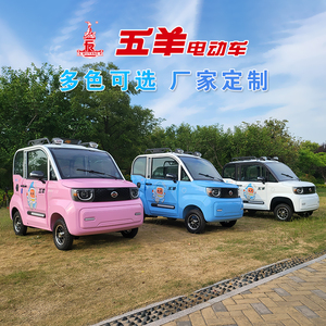 五羊电动四轮车新能源家用小型全封闭女士代步轿车油电两用电瓶车