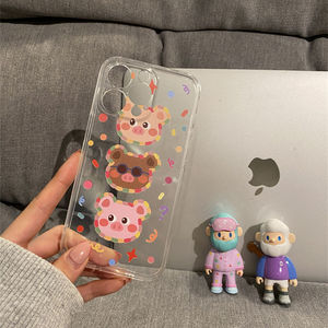 透明三只小猪手机壳适用于苹果15promax手机壳iPhone15硅胶软壳oppo小米vivo
