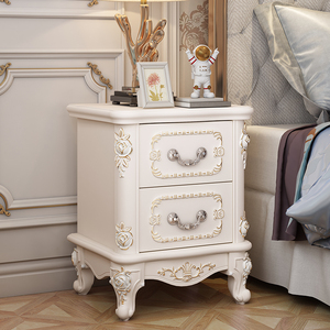 欧式床头柜整装简单网红ins小户型储物柜轻奢白色浅灰色简约现代